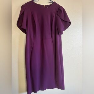 Plus size Calvin Klein gold zip back body con flutter sleeve dress